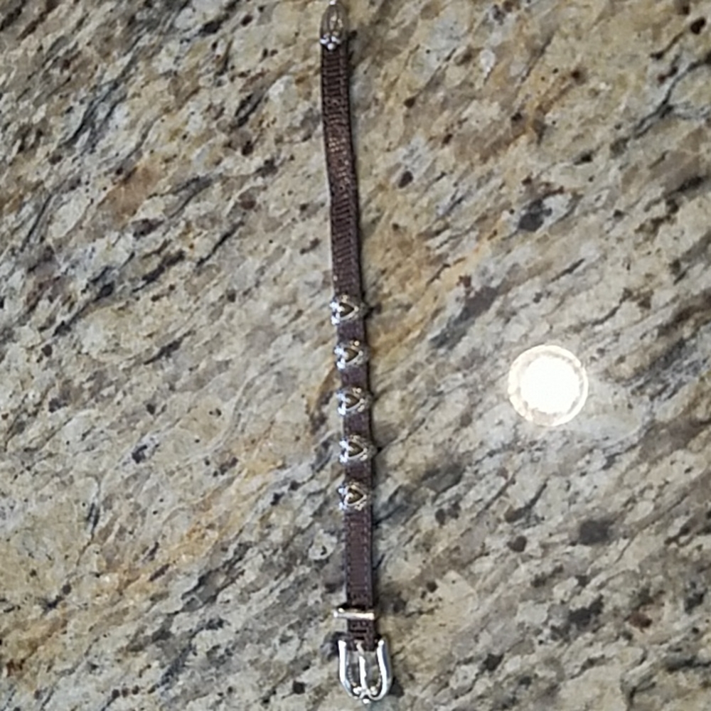 Brighton Retired Hearts on Brown Leather Bracelet